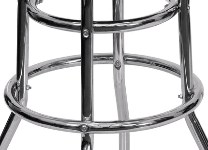 Flash Furniture Bruno 2 Pack Double Ring Chrome Barstool with Black Seat