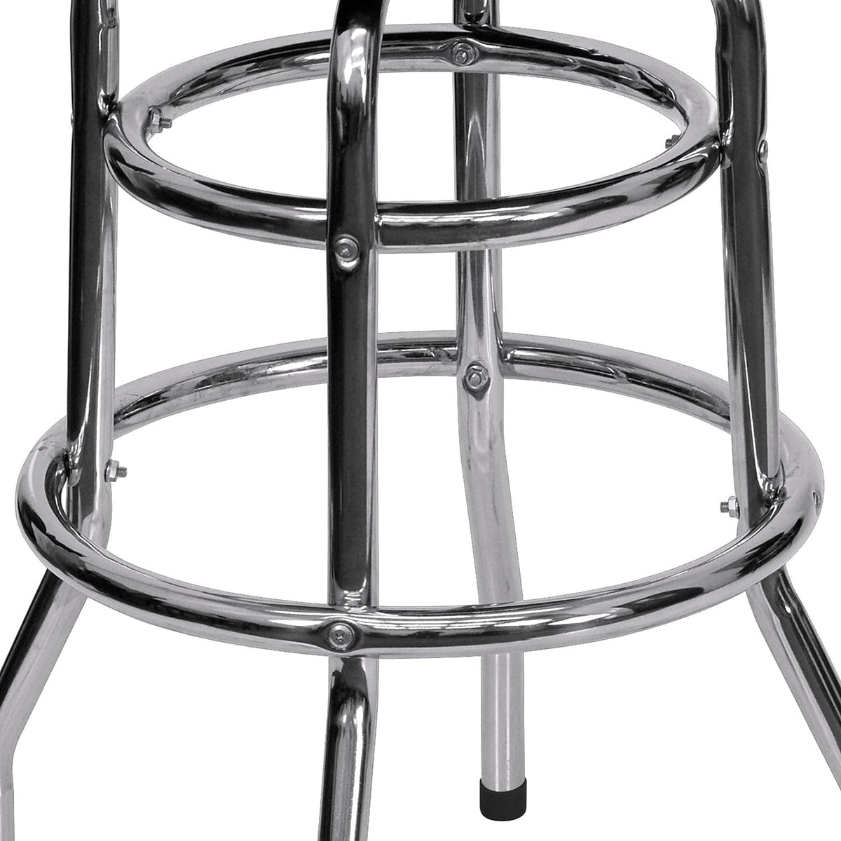 Flash Furniture Bruno 2 Pack Double Ring Chrome Barstool with Black Seat