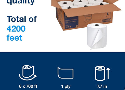 Tork Matic Advanced Paper Towel Roll H1, Paper Hand Towel 290089, 100% Recycled Fiber, High Absorbing, High Capacity 1-Ply, White - 6 Rolls x 700 ft
