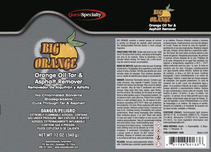 Big Orange - Orange Oil Tar & Asphalt Remover, Case of 12 (16 oz) cans