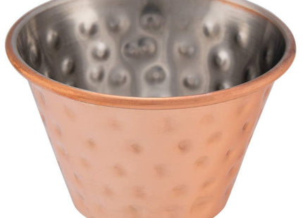 TableTop King 4 oz. Hammered Copper-Plated Stainless Steel Round Sauce Cup - 12/Pack