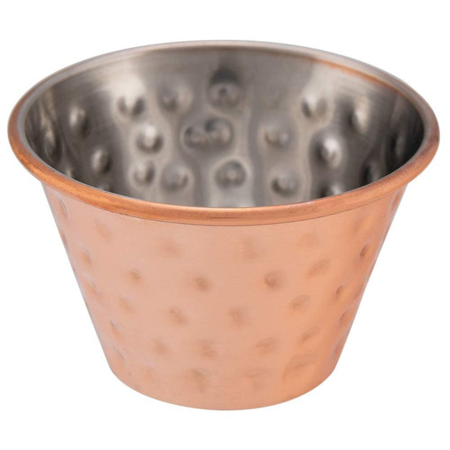 TableTop King 4 oz. Hammered Copper-Plated Stainless Steel Round Sauce Cup - 12/Pack