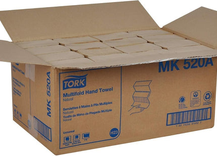 Tork-E Multifold Hand Towel, Natural, 100% recycled, FSC certified, Compatible with H2 Dispensers, 16 packs x 250 sheets (MK520A), Made in the USA
