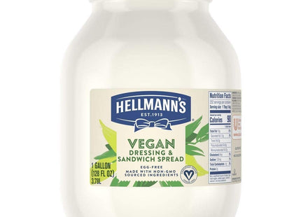 Hellmann's Heavy Duty Vegan Mayonnaise Jar, Creamy Plant Based Mayo, Condiment for Salads and Sandwiches, Egg Free, 1 gallon, 128 oz, Pack of 1
