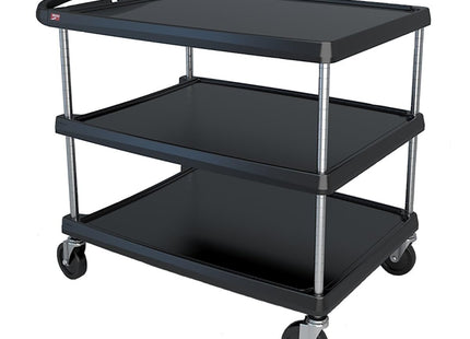 Metro Mycarta,, Three-Shelf Utility Cart With Chrome-Plated Posts - 34X27" Shelves - Black - Black