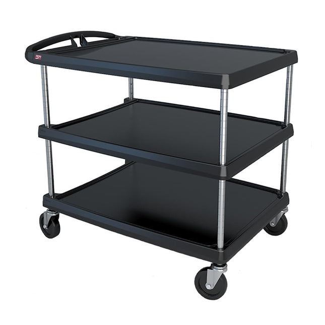 Metro Mycarta,, Three-Shelf Utility Cart With Chrome-Plated Posts - 34X27" Shelves - Black - Black