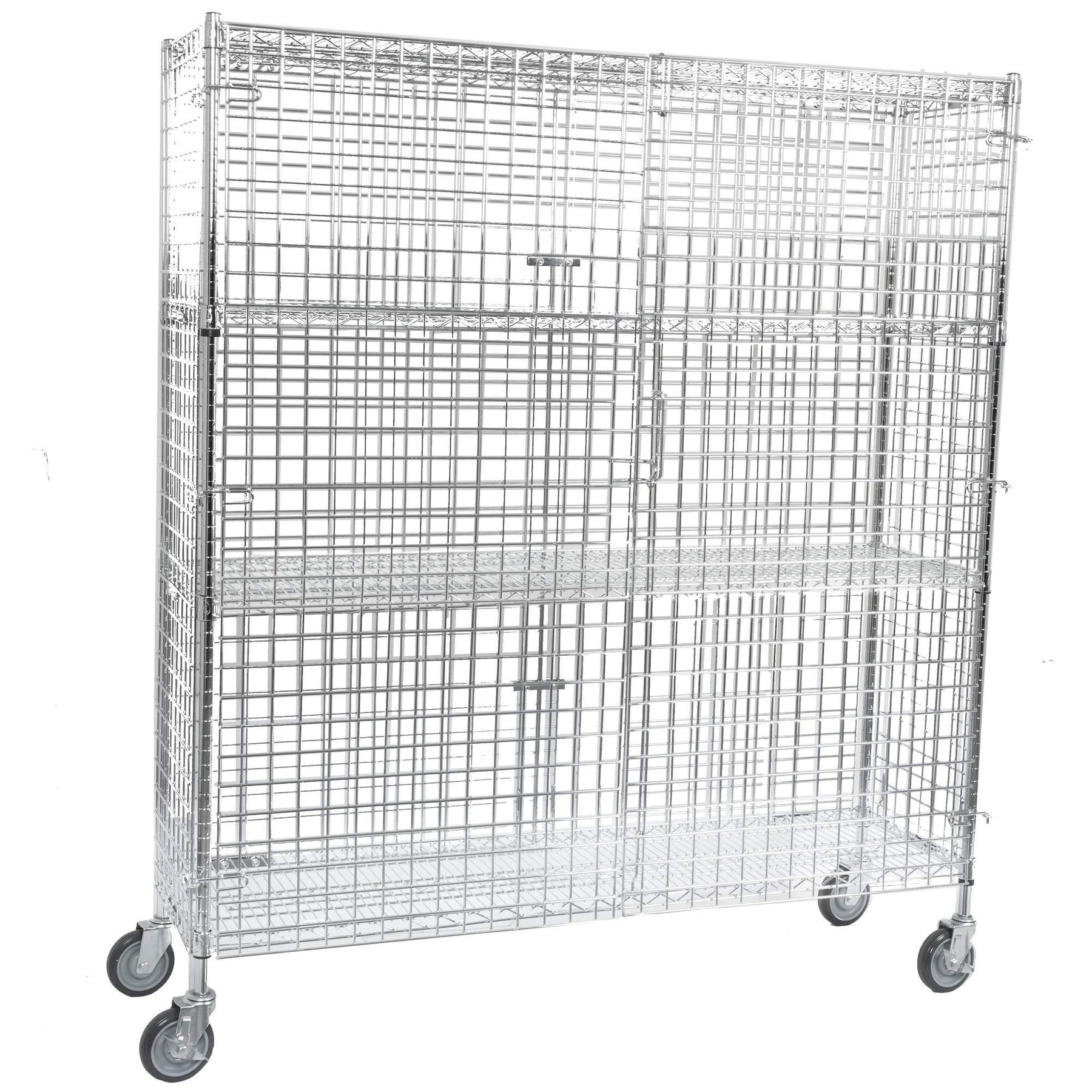 TableTop King NSF Mobile Chrome Wire Security Cage Kit - 18" x 60" x 69"