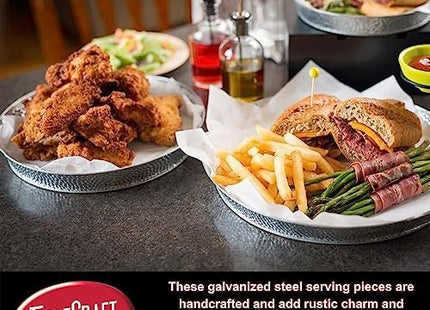 Tablecraft Galvanized Serving Tray, Steel Metal Dinner Food Platter