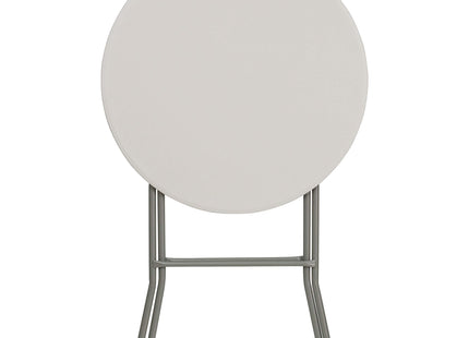 Flash Furniture Kathryn 2.63' Round Folding Bar Height Table for Parties and Commercial Events, Indoor/Outdoor Plastic Bar Height Folding Table, White