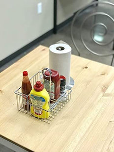 G.E.T. Enterprises 4-Compartment 8 Inch x 6 Inch Chrome Stainless Steel Condiment Caddy