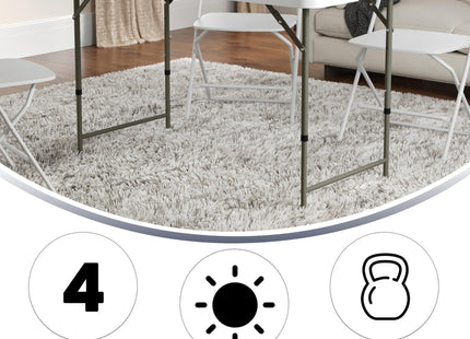 Flash Furniture 4' Rectangular Plastic Folding Event Table with Adjustable Legs and Carrying Handle, Bi-Fold Portable Banquet Table for Indoor/Outdoor Events, White