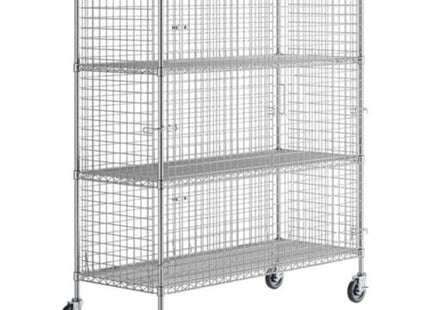 Glownary Mobile Chrome Wire Security Storage Cage Kit, 24" W x 60" L x 70" H, Commercial