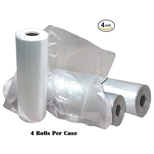 4 Rolls - Plastic Roll Bags for Fruits Vegetable Food Storage Clear 10x15