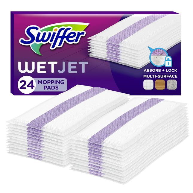 Swiffer WetJet Hardwood Floor Cleaner Spray Mop Pad Refill, Multi Surface, 24 Count