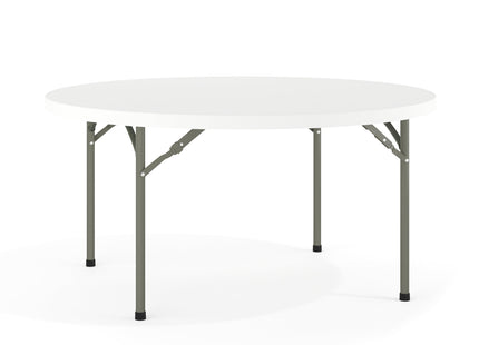 Flash Furniture 5' Round All-Occasion Plastic Folding Event Table for Parties and Trade Shows, Folding Banquet Table for Indoor/Outdoor Events, White