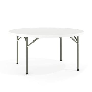 Flash Furniture 5' Round All-Occasion Plastic Folding Event Table for Parties and Trade Shows, Folding Banquet Table for Indoor/Outdoor Events, White