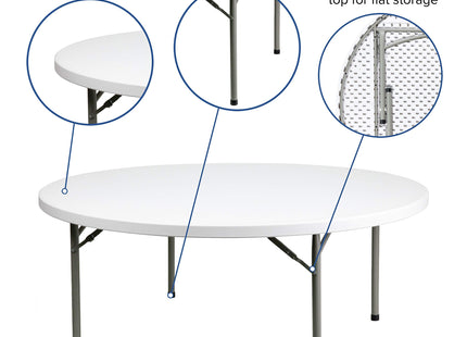 Flash Furniture 5' Round All-Occasion Plastic Folding Event Table for Parties and Trade Shows, Folding Banquet Table for Indoor/Outdoor Events, White