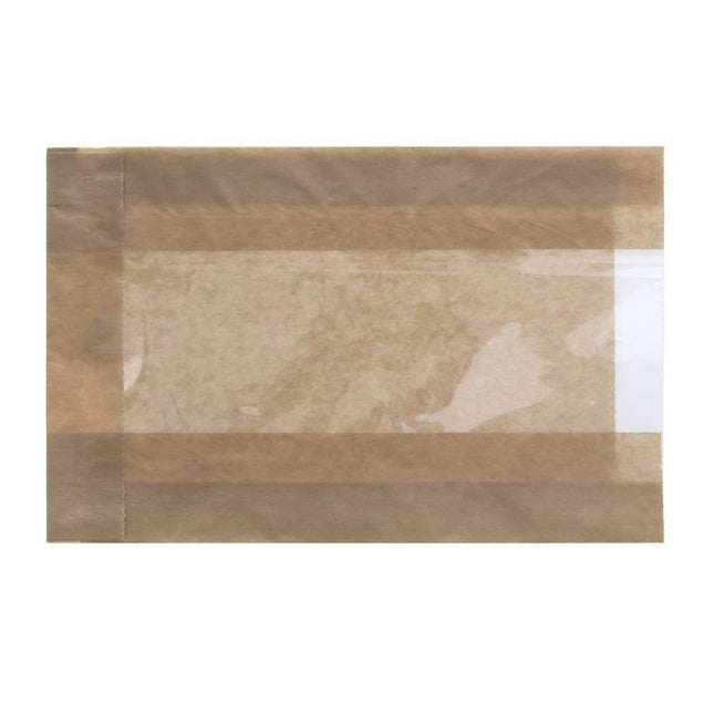 EcoCraft Kraft Paper Single Serve Window Bag - 5" L x 1 1/2 D x 7" H