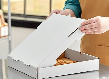 12 inch Pizza Box Bundle of 50 - Premium Plain White Corrugated Cardboard Take Out Delivery Container