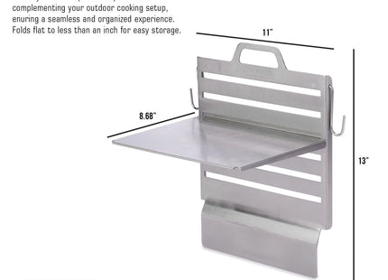 Chef Master 90260 Adjustable Grill Shelf, Grill Caddy Side Shelf Griddle Tool & Utensil Storage, BBQ Grilling Accessories Organizer, Condiments Holder for Outdoor Grills & Cooking - Size 16.5x11.5x1.5
