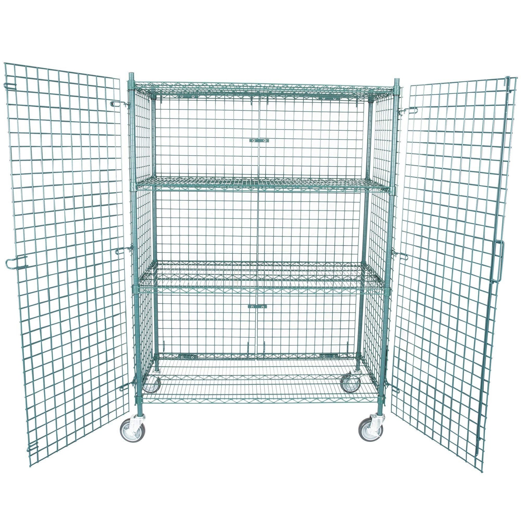 TableTop King NSF Mobile Green Wire Security Cage Kit - 24" x 48" x 69"