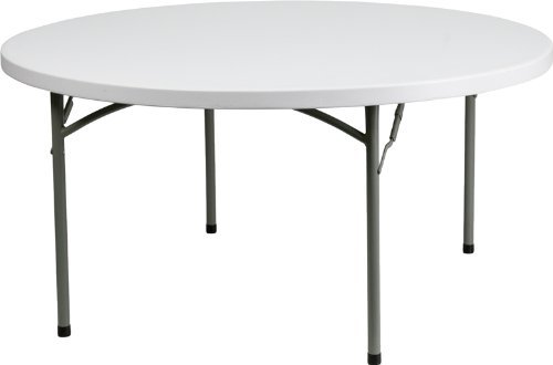 (5 Pack) 60'' Round Plastic Folding Table - Heavy Duty Banquet Table