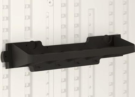 Suncast 25" x 8" x 5.5" Resin Shelf Accessory with Storage Hooks and EZ Bolt Assembly for Select Outdoor Shed Models, Black (2-Pack)