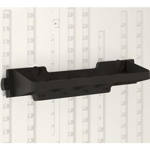 Suncast 25" x 8" x 5.5" Resin Shelf Accessory with Storage Hooks and EZ Bolt Assembly for Select Outdoor Shed Models, Black (2-Pack)