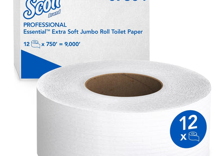 Scott Professional Essential Extra Soft Jumbo Roll Bulk Toilet Paper (07304), 2-Ply, White (12 Rolls at 750' Each, 9,000'/Case)