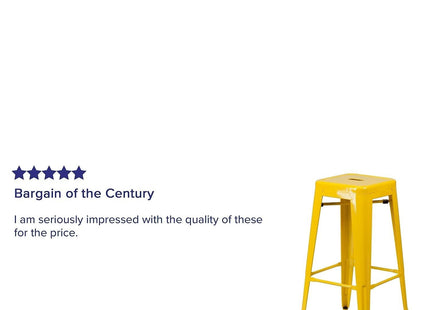 Flash Furniture Lily 4 Pack Commercial Grade 30" High Backless Yellow Metal Indoor-Outdoor Barstool with Square Seat
