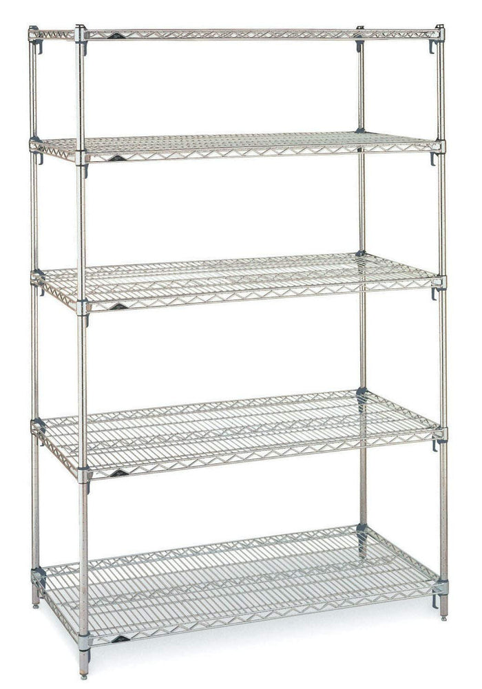 METRO 5A537C Super Adjustable Super Erecta 5-Tier Industrial Wire Shelving Starter Unit, Chrome, 24" x 36" x 74"