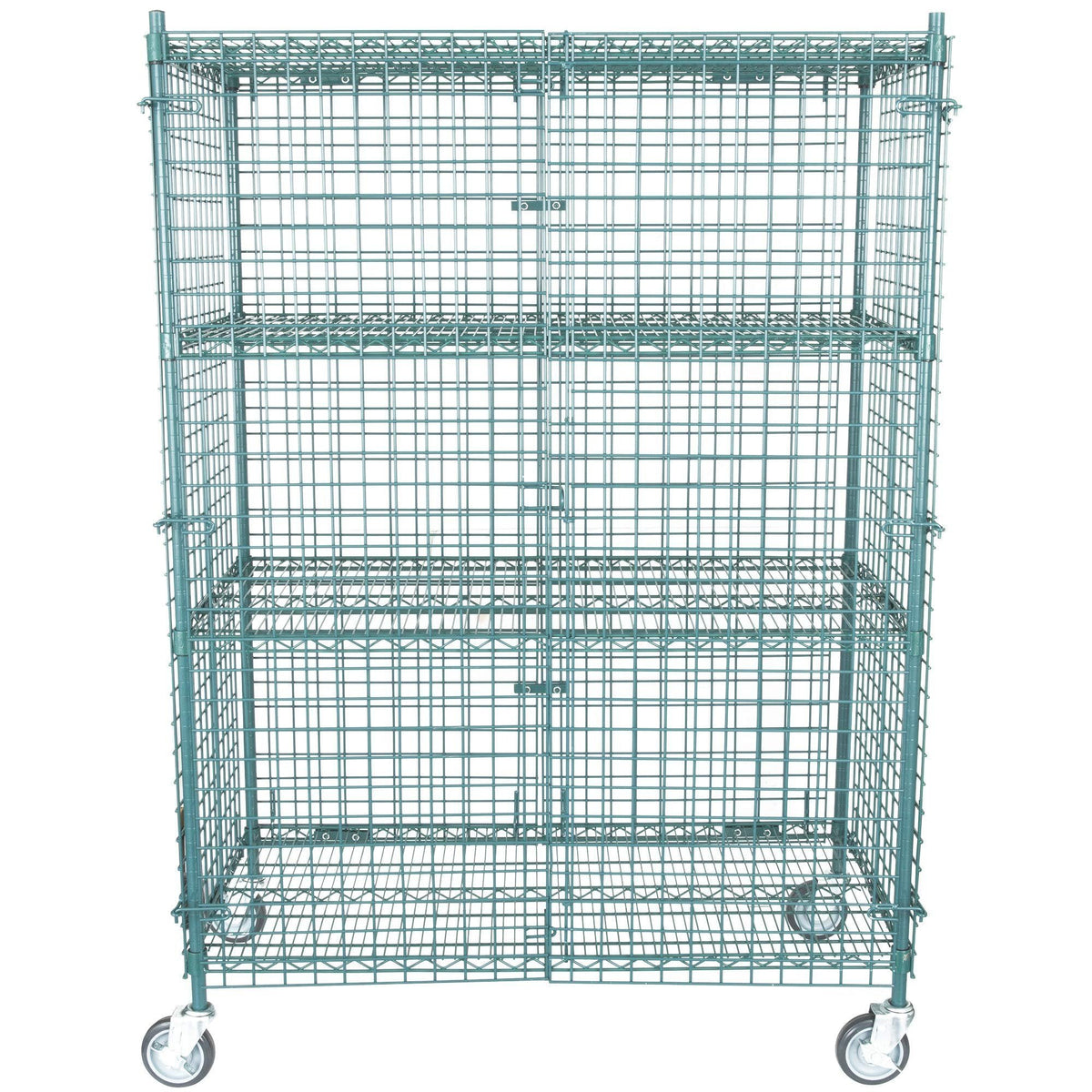 TableTop King NSF Mobile Green Wire Security Cage Kit - 24" x 48" x 69"