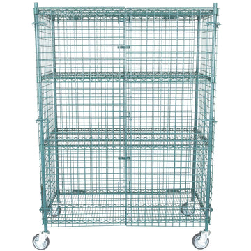 TableTop King NSF Mobile Green Wire Security Cage Kit - 24" x 48" x 69"