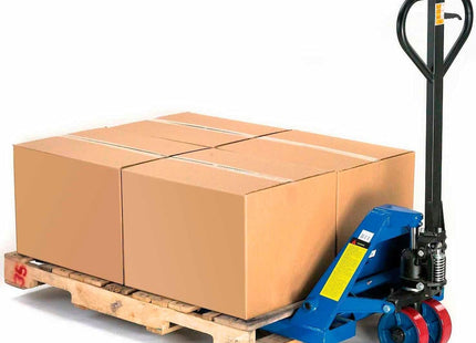 Global Industrial High Capacity Pallet Jack with 27"W x 48"L Forks, 6600 Lb. Capacity, Manual Duty Truck for Warehouse, Manufacturing and Retail, Blue Powder Coat Finish