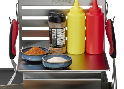 Chef Master 90260 Adjustable Grill Shelf, Grill Caddy Side Shelf Griddle Tool & Utensil Storage, BBQ Grilling Accessories Organizer, Condiments Holder for Outdoor Grills & Cooking - Size 16.5x11.5x1.5