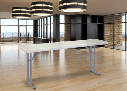 (2 Pack) National Public Seating 18" x 72" Heavy Duty Seminar Folding Table, Speckled Grey