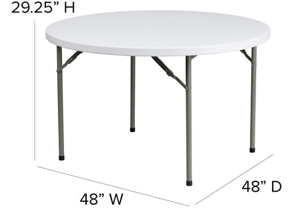 Flash Furniture 5' Round All-Occasion Plastic Folding Event Table for Parties and Trade Shows, Folding Banquet Table for Indoor/Outdoor Events, White
