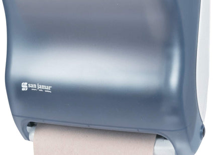 San Jamar Tear-N-Dry Classic Paper Towel Dispenser Dispenses Universal Paper Rolls with Touchless Dispensing for Bathroom, Kitchens, Restaurants, and Cafeterias, Plastic, Arctic Blue