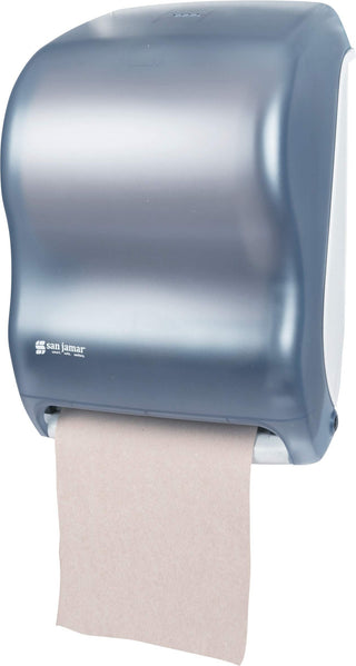 San Jamar Tear-N-Dry Classic Paper Towel Dispenser Dispenses Universal Paper Rolls with Touchless Dispensing for Bathroom, Kitchens, Restaurants, and Cafeterias, Plastic, Arctic Blue