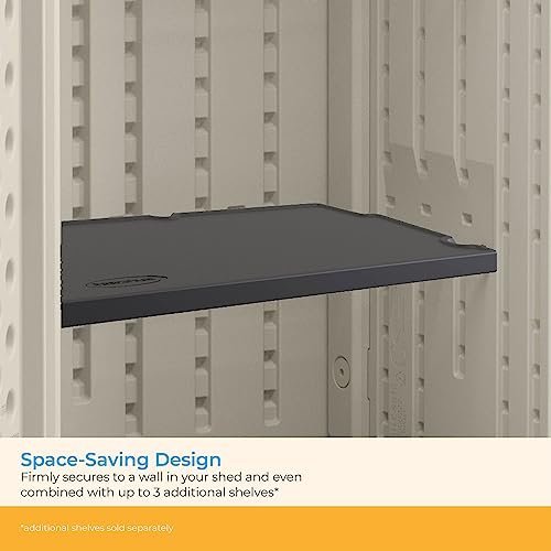 Suncast Vertical Shed Shelf Kit, Space-Saving Shelf for Vertical Outdoor Storage Sheds, 27.75" W x 14.5" D x 1.25" H, Black