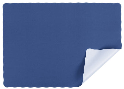 Navy Blue Colored Paper Placemat with Scalloped Edge - 1000/Case Size: 10" x 14"