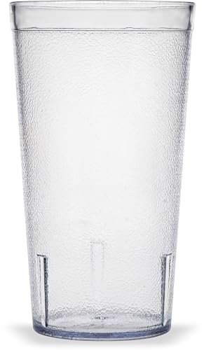 Carlisle FoodService Products Stackable Tumbler Plastic Tumbler with Pebbled Exterior for Restaurants, Catering, Kitchens, Plastic, 16 Ounces, Clear
