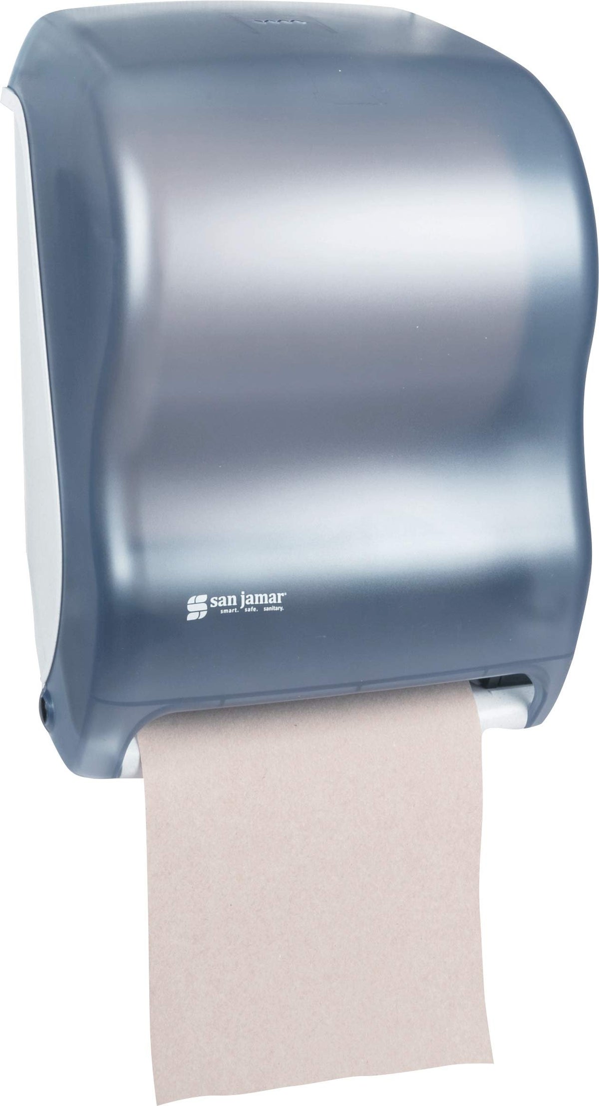San Jamar Tear-N-Dry Classic Paper Towel Dispenser Dispenses Universal Paper Rolls with Touchless Dispensing for Bathroom, Kitchens, Restaurants, and Cafeterias, Plastic, Arctic Blue