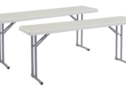 (2 Pack) National Public Seating 18" x 72" Heavy Duty Seminar Folding Table, Speckled Grey