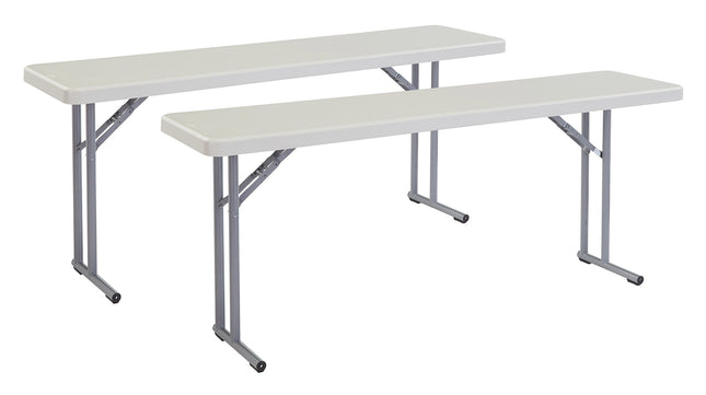 (2 Pack) National Public Seating 18" x 72" Heavy Duty Seminar Folding Table, Speckled Grey