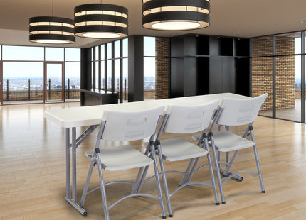 (2 Pack) National Public Seating 18" x 72" Heavy Duty Seminar Folding Table, Speckled Grey