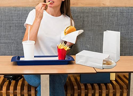 Glownary - White Paper Bags for Lunch, Craft, or Takeout. (8 LB, 500 Count - White)