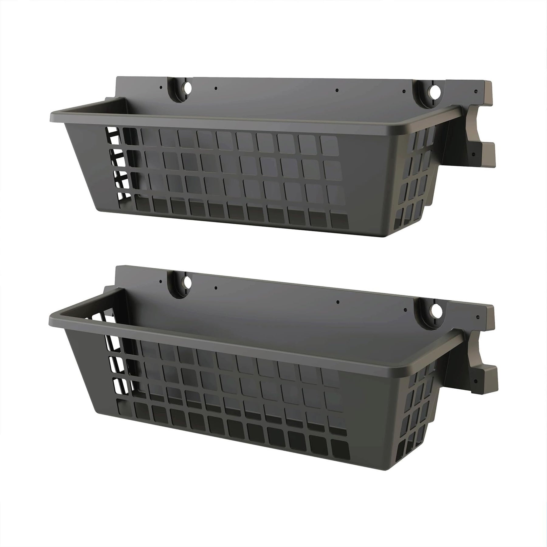 Suncast 25" x 7.25" x 7" Resin Shelf Basket Accessory with EZ Bolt Assembly for Select Outdoor Shed Storage Models, Black (2-Pack)