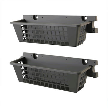 Suncast 25" x 7.25" x 7" Resin Shelf Basket Accessory with EZ Bolt Assembly for Select Outdoor Shed Storage Models, Black (2-Pack)