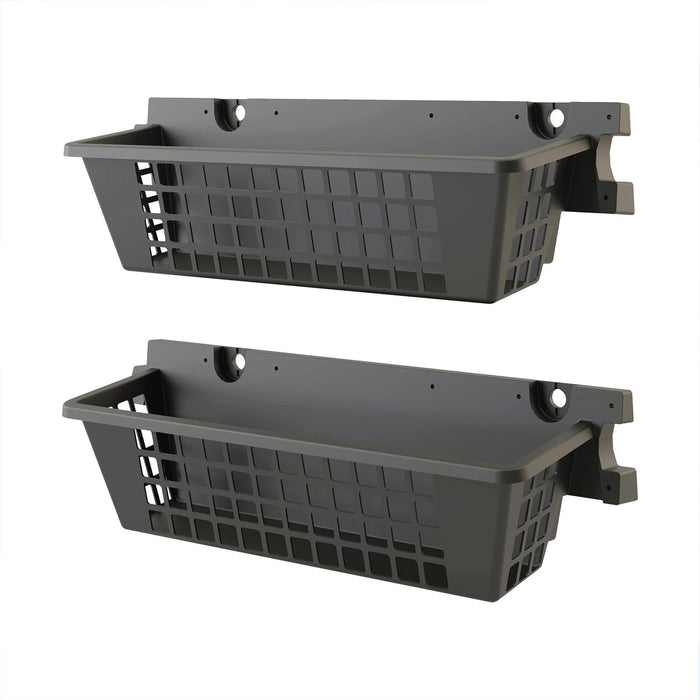 Suncast 25" x 7.25" x 7" Resin Shelf Basket Accessory with EZ Bolt Assembly for Select Outdoor Shed Storage Models, Black (2-Pack)